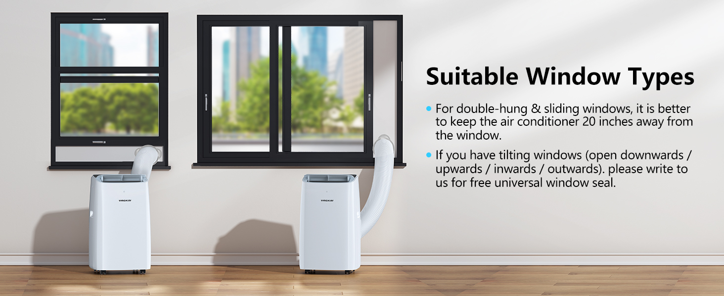 VAGKRI Portable Air Conditioner, 12,000 BTU 3-in-1 AC Unit with Fan & Dehumidifier, Cooling up to 450 Sq.Ft, Remote Control, Sleep Mode, 24H Timer for Bedroom, Office, Home