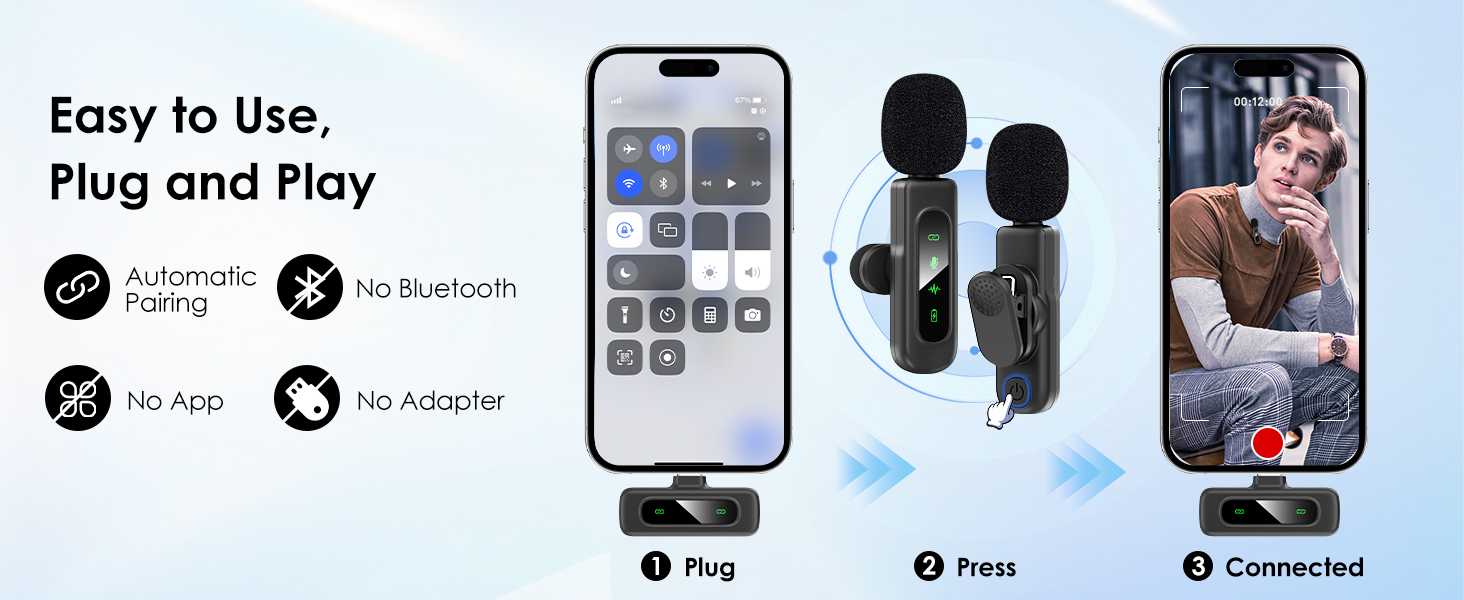 USB C Mini Wireless Lavalier Microphone for iPhone