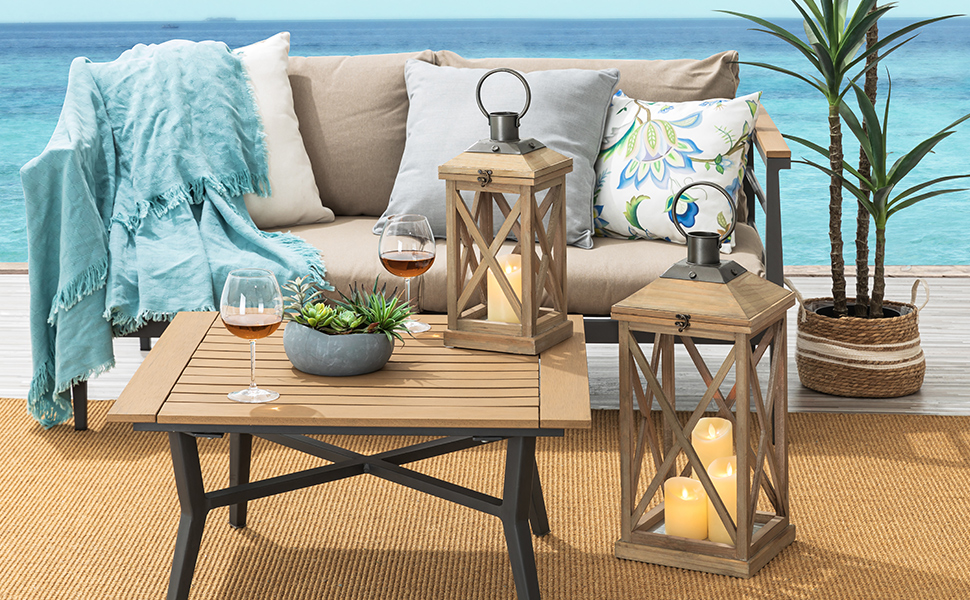 Amazon.com: Glitzhome Mondern Farmhouse Wood Metal Lanterns