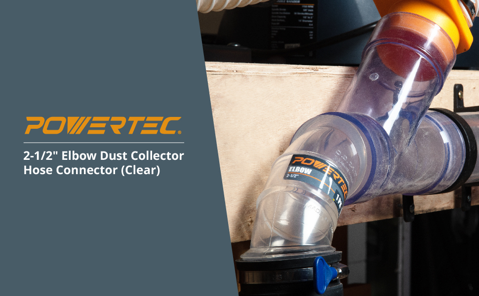 POWERTEC 70336 21/2" OD 90 Degree Elbow ABS Plastic Dust