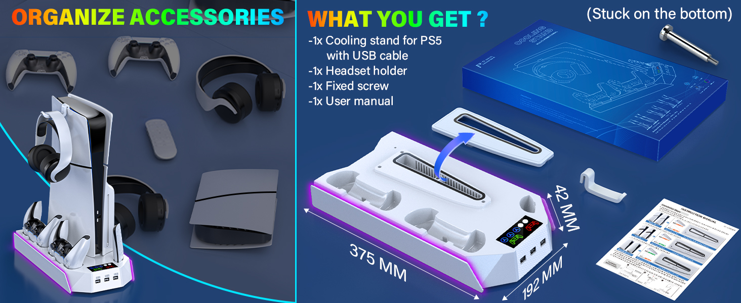 ps5 slim docking station with cooling fan
