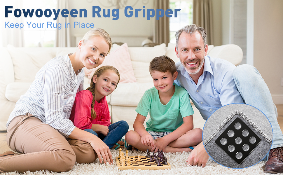 Fowooyeen Rug Pad Gripper, 4 Pack NonSlip Washable Grippers for Rug, Anti Curling Rug Pads
