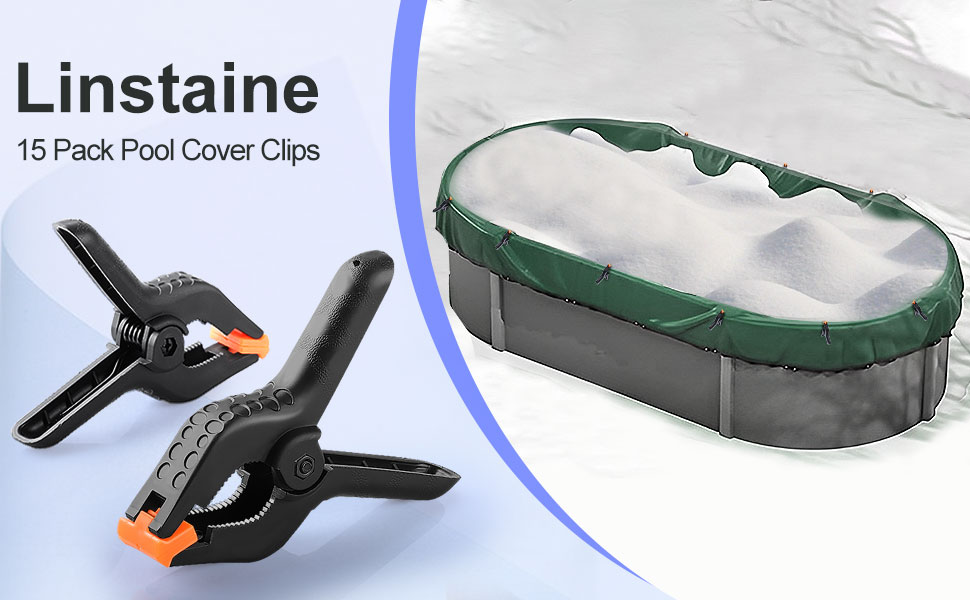 15 Pack Pool Cover Clips for Above Ground Pools 4.7inch