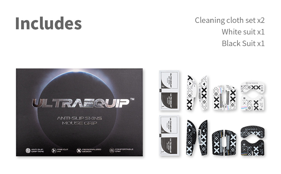2 in1 White Set + Black Set Mouse Grip Tape