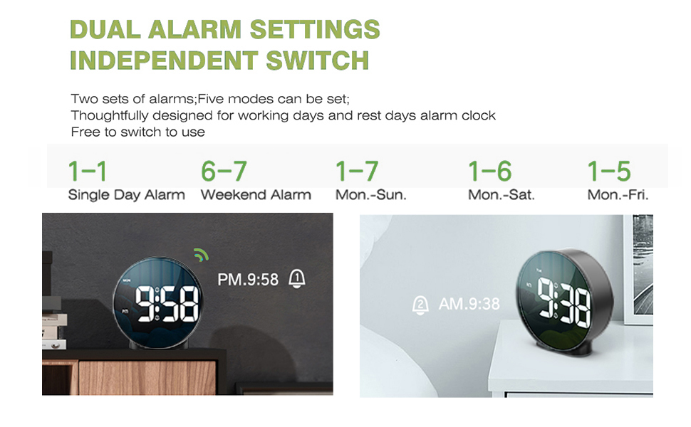 KeeKit Digital Alarm Clock, High Definition LED Desktop Clock, Alarm