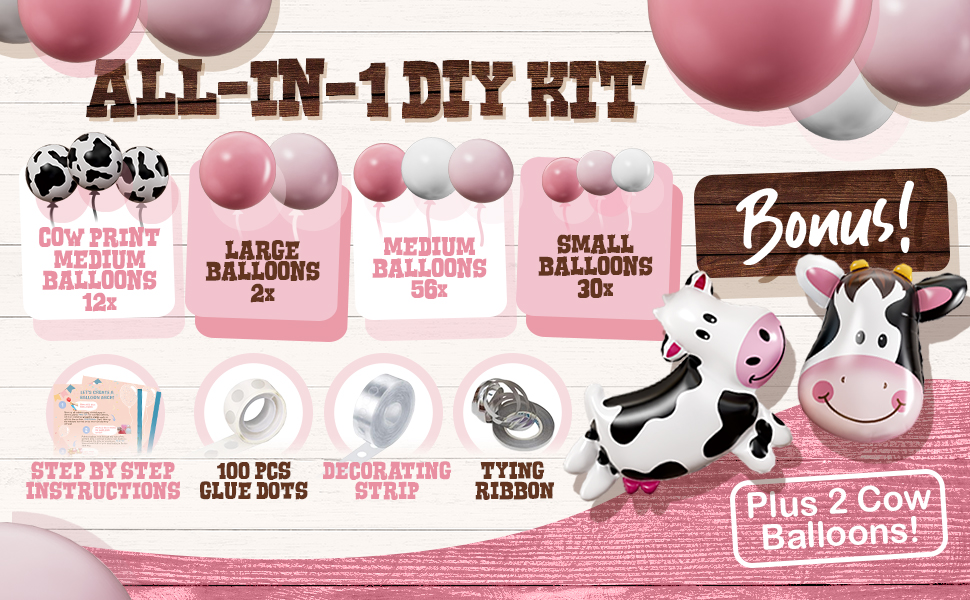 cow print balloon arch