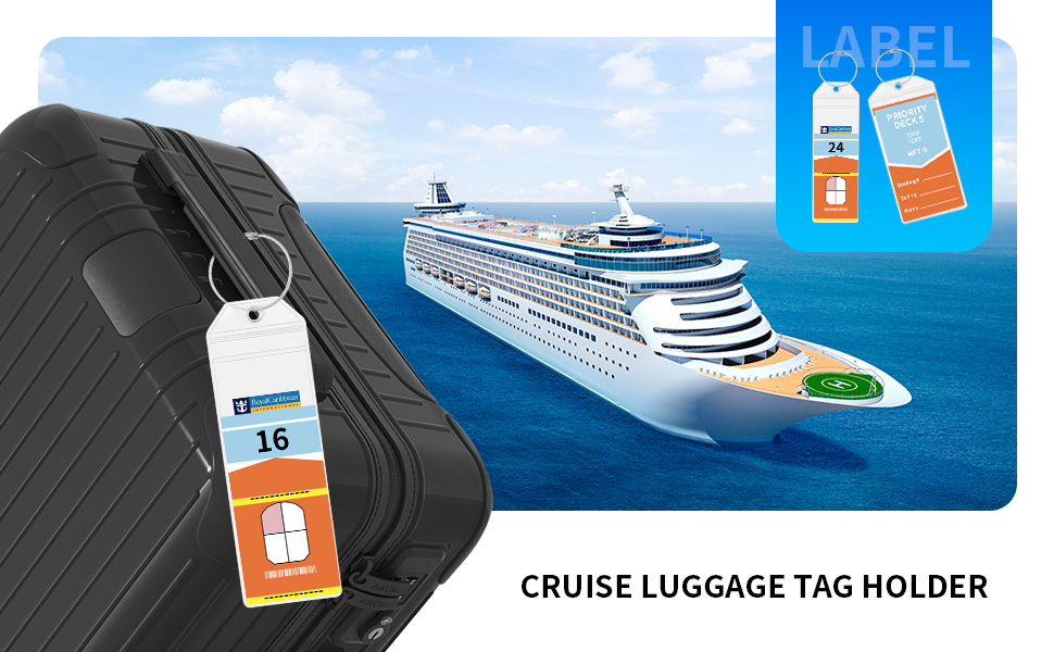 Cruise Luggage Tag Holder, 8 Pcs Containing Two Sizes of Luggage Tag