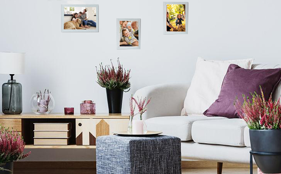 Donmills 6x4 Photo Frame Grey Wooden Multiple Picture Frame with White