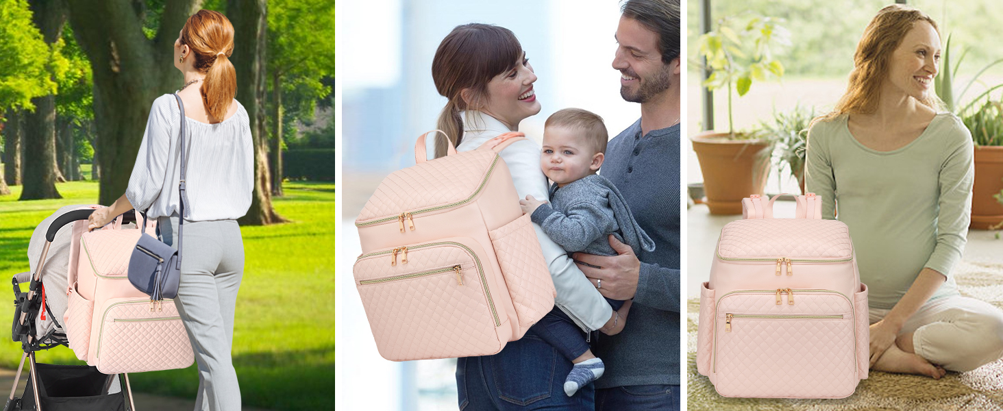 pink diaper bag backpack