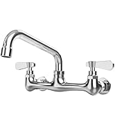 Kitchen Faucet Wall Mount Commercial Sink Faucet Kitchen Utility Laundry 8“ Swivel Spout 2 Dual H...