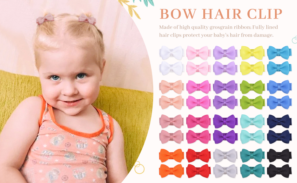 Baby Hair Clips Bows for Girls Mini Fully Lined Baby Bows