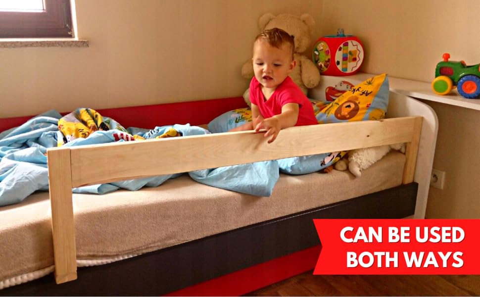NOVECRAFTO Universal Use Toddler Bed Guard 50'' (127 cm) Long Solid Wood Bed Rail For Toddlers
