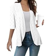 Sidefeel Lightweight Summer Cardigan for Women Spring Netted Knit Ruffle Half Sleeve Kimono Cover...