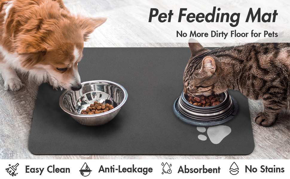 Dog Cat Food Mat Pet Bowl Mat Absorbent No Stains Quick DryInnovative