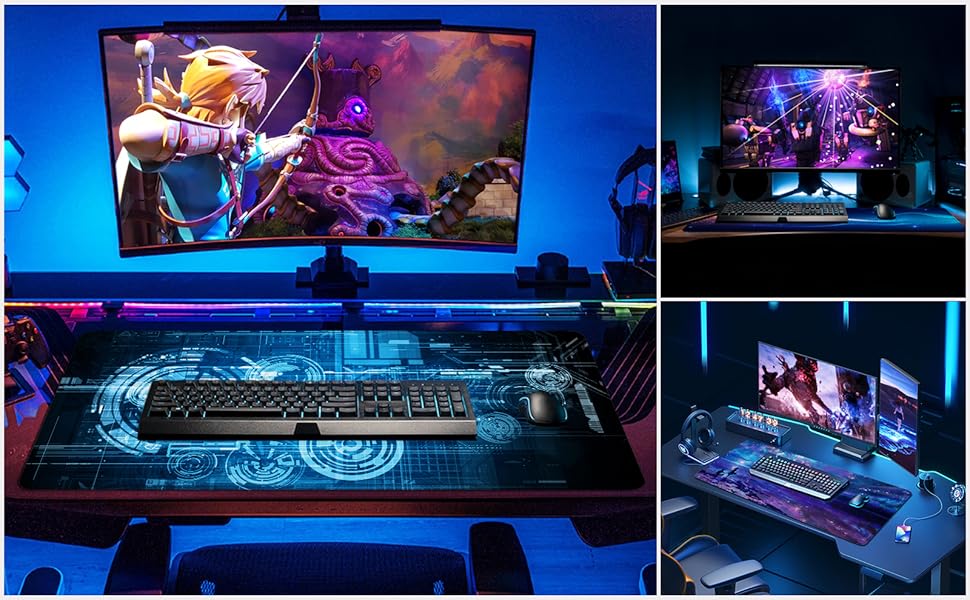 Gaming Mouse Pad Pink Cat Theme 35x15.7x0.12 inch Large Mouse Pad