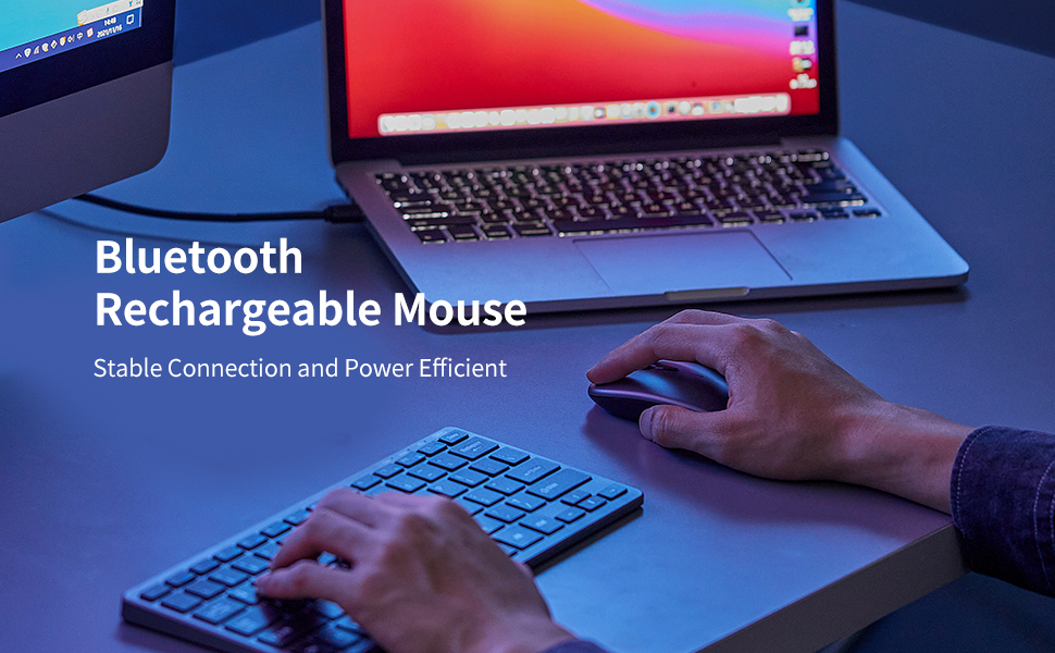 aichiw Wireless Bluetooth Mouse, Rechargable Mouse, 2.4GHz with USB Receiver,Bluetooth, Up to