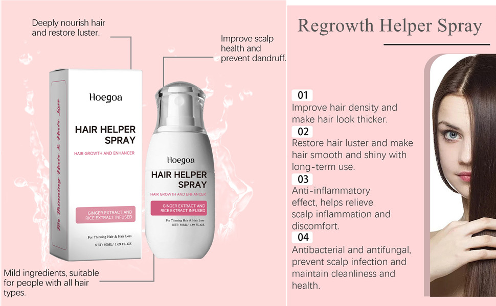 Hair Helper Spray,Rice Water Hair Growth Spray, Hair Regrowth Rice Nutri Spray, Nutri Hair Growth