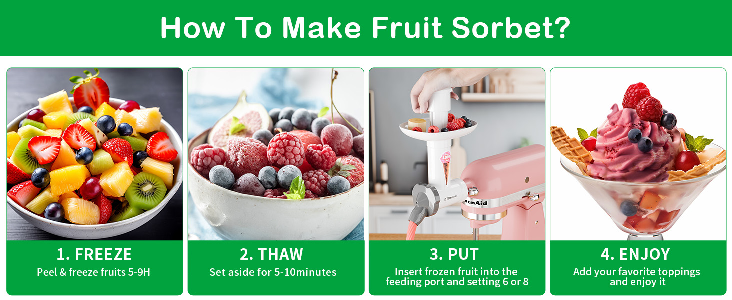 OTOmitra Frozen Fruit Soft Serve Maker for KitchenAid Stand