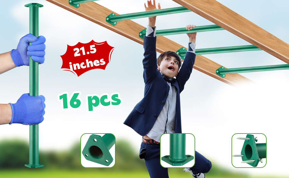 EISENSP 16 Set Metal Monkey Bars Ladder Rungs Set for