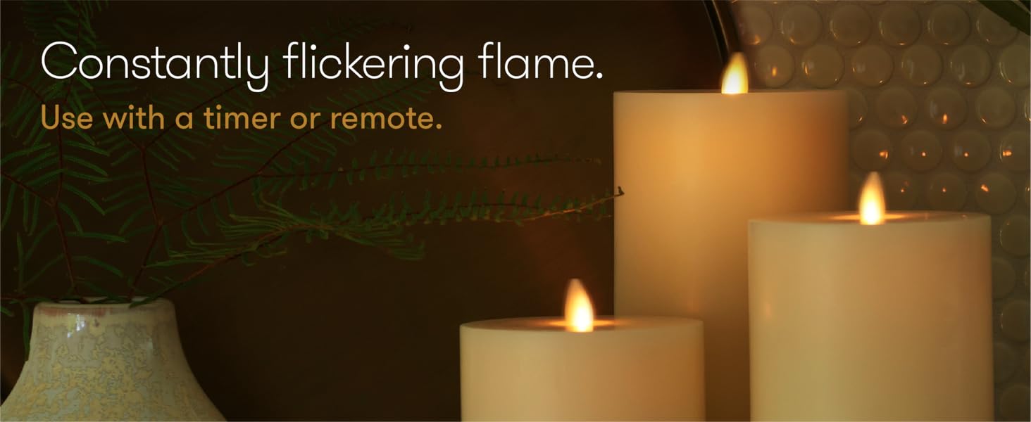 Lightli Touch On/Off Moving Flame Pillar Candle Realistic Flameless LED Battery