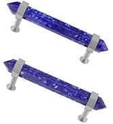 Rockcloud Pack of 2 Blue Smelting Quartz Crystal Point Stone Drawer Pulls with Screws, Silver Ton...