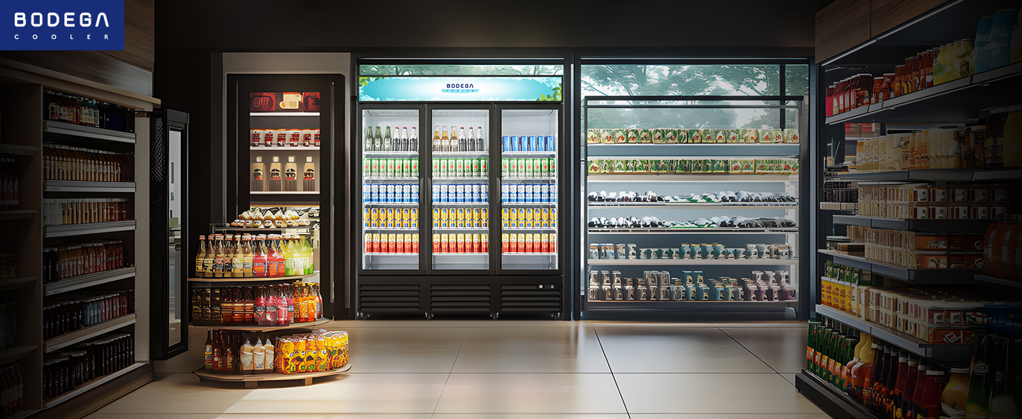 Triple Door Glass Door Display Refrigerator