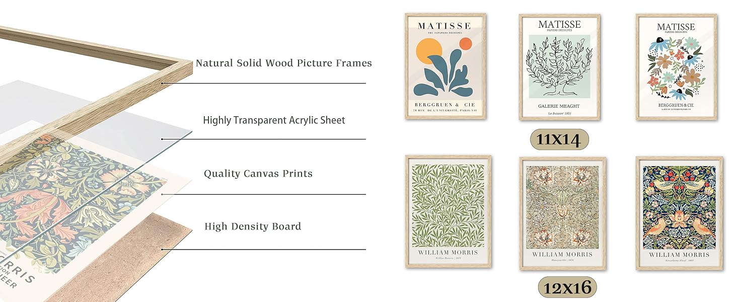 UPWOIGH 12x16 Oak Wood Picture Frame Minimalist 12x16