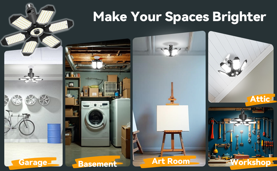led garage light garage lighting screw in bulb socket e26 e27 basement gym attic workshop barn