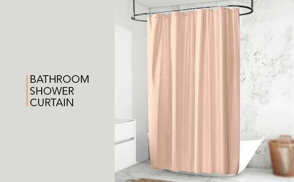 Encasa ZZ Peach Shower Curtain 72x72 in, Wrinkle and Rust