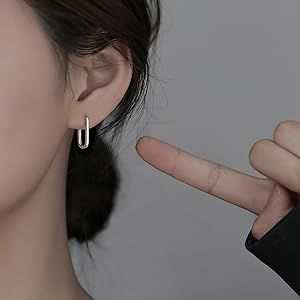 square hoop earrings U hoop earrings for women girls U huggie earrings hoop minimalist earrings