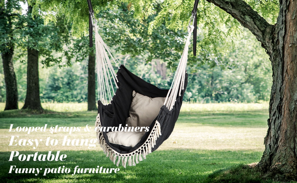 Chihee Hammock Chair Hanging Swing 2 Seat Cushions Included,Strong bing Straps and Hooks for