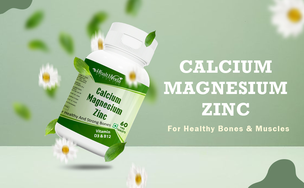 Health Veda Organics Calcium, Magnesium, & Zinc Tablets with Vitamin D3
