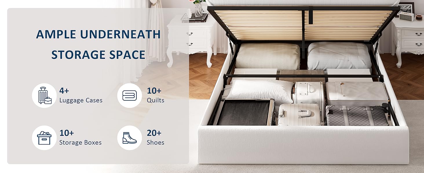queen bed frame with underneath storage