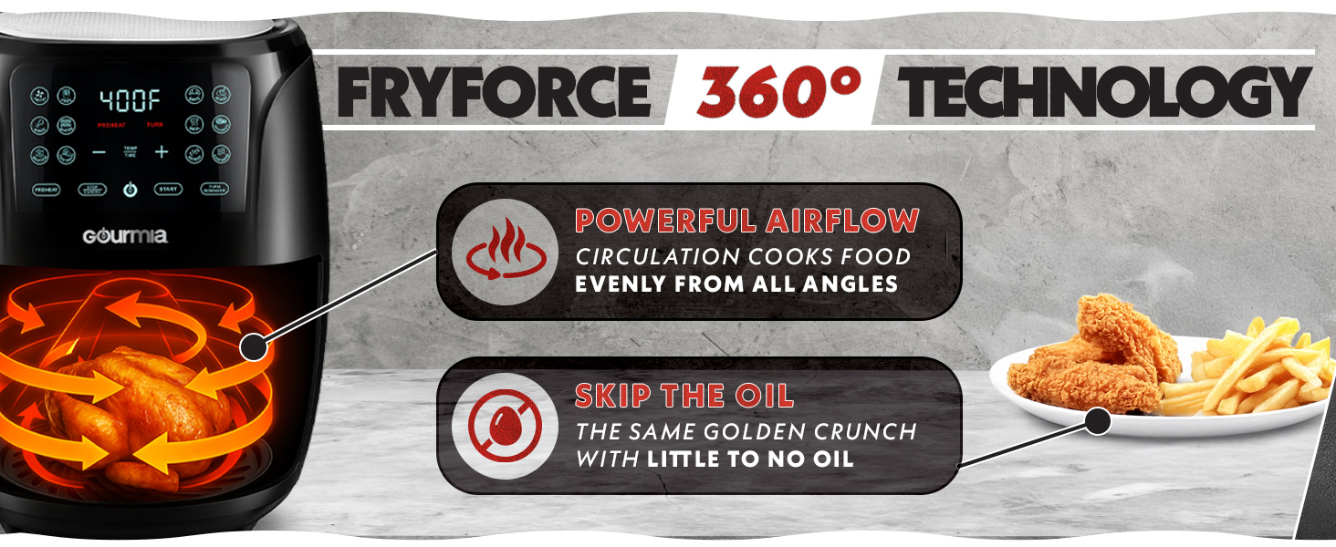 Gourmia GAF486 air fryer with FryForce 360° technology for healthier frying