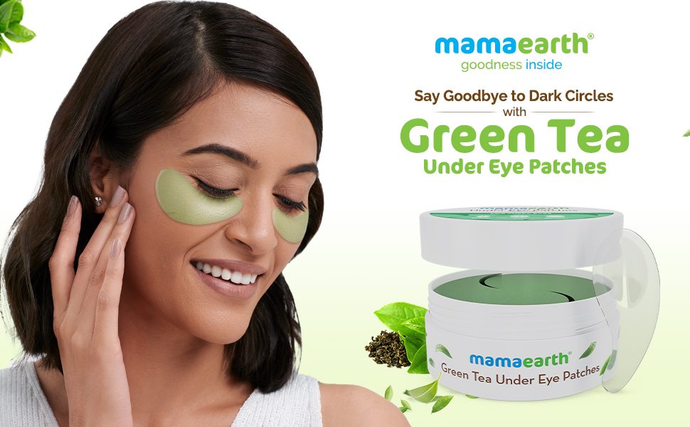 Mamaearth Under Eye Patches with Green Tea & Collagen for Puffy Eyes, Hydrogel under eye patches