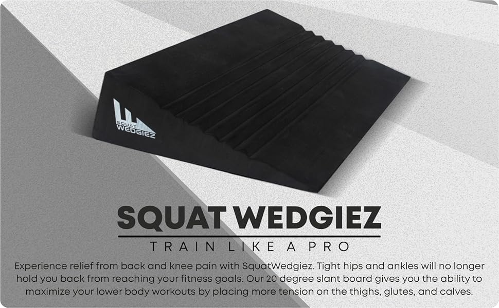 Premium Squat Wedgiez Adjustable 20 Degree Slant Board for Strengthening, Stretching