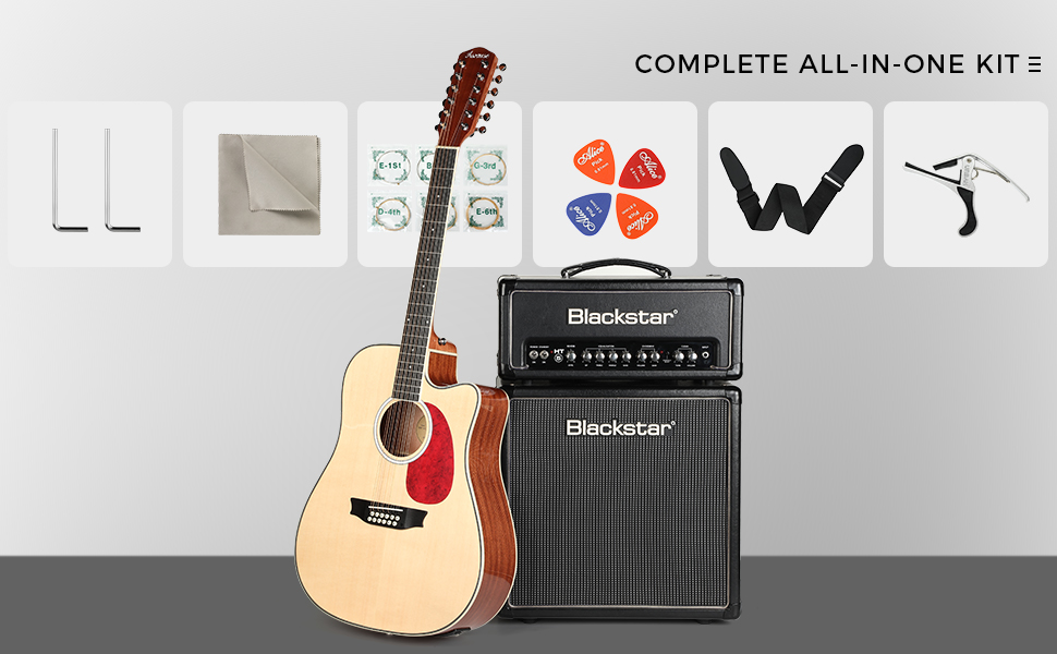 Asmuse 42” Acoustic Electric Guitar, 12 String Full Size