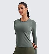CRZ YOGA Womens Seamless Workout Long Sleeve Shirts Quick Dry Gym Athletic Tops Breathable Runnin...