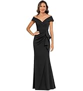 TORYEMY Satin Mother of The Bride Dresses for Women Long Off The Shoulder Mermaid Ruched Formal E...