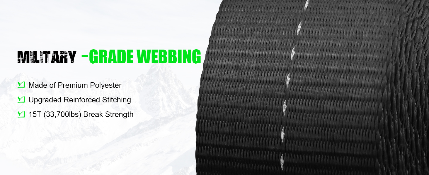 durable heavy duty recovery tow rope with military-grade webbing 