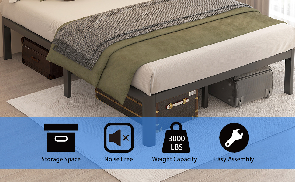 MAF 14 Inch Queen Metal Platform Bed Frame with Round