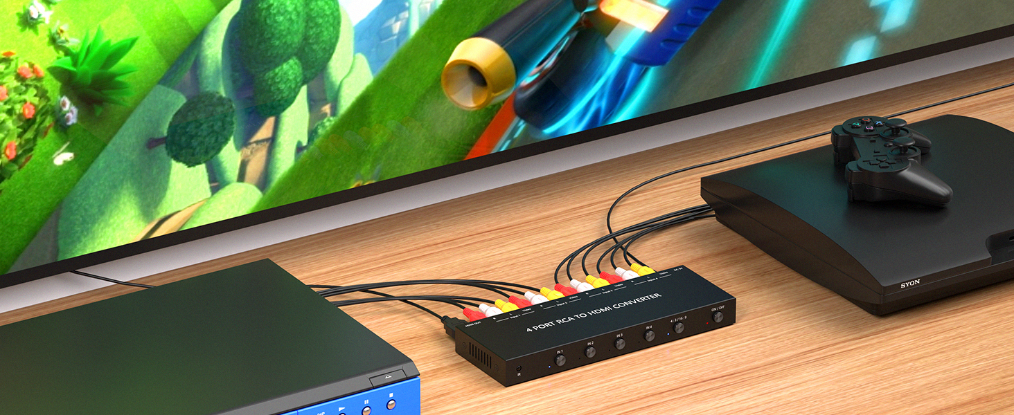 Wrugste 4 RCA/AV to HDMI Converter Composite to HDMI