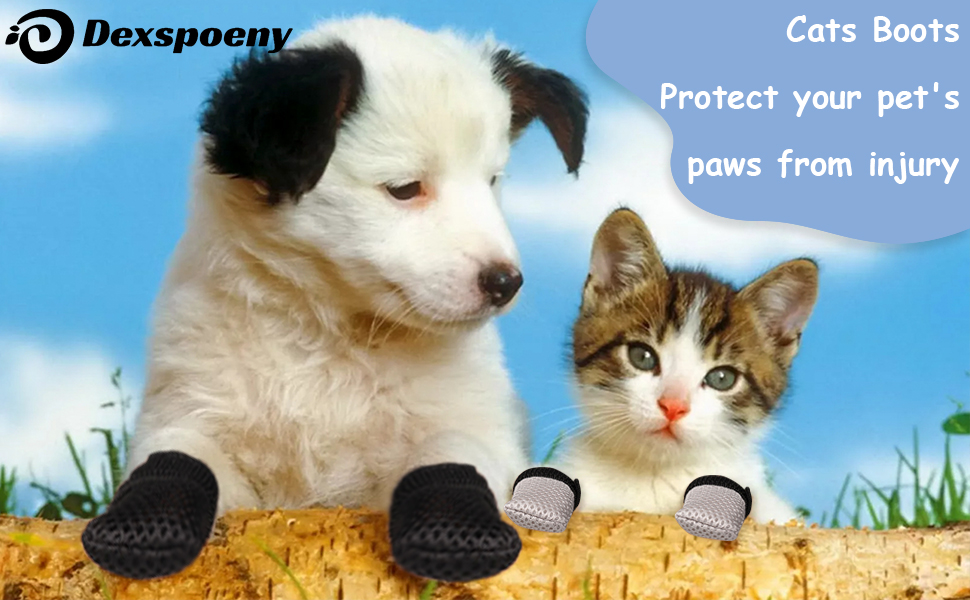 Dexspoeny 4Pcs Cat Boots,Cat Mittens to Prevent Scratching