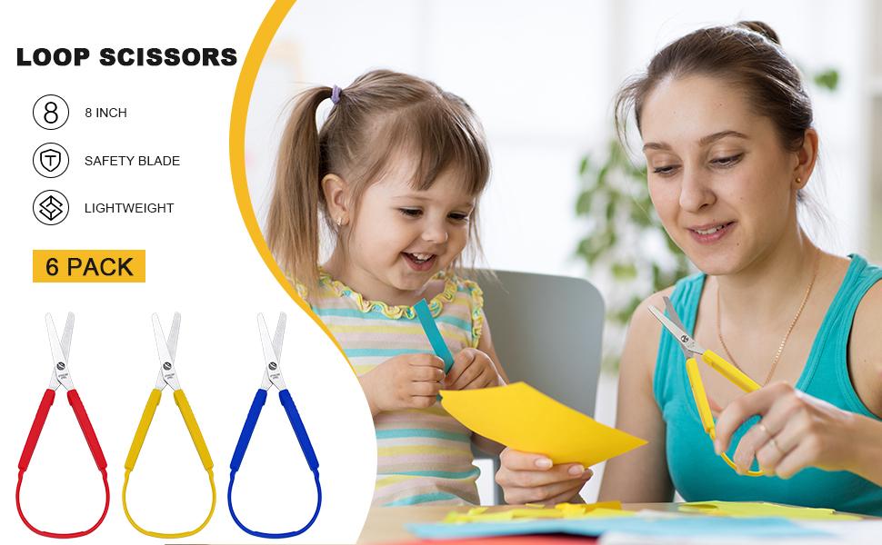 Loop Scissors Colorful Grip Scissors Loop Handle SelfOpening Scissors