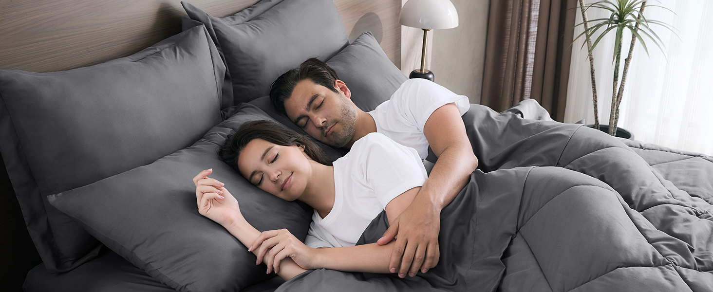 HEVUMYI Comforter Set, All Season Reversible Bed in a Bag Queen, Ultra Soft Queen Bedding Set