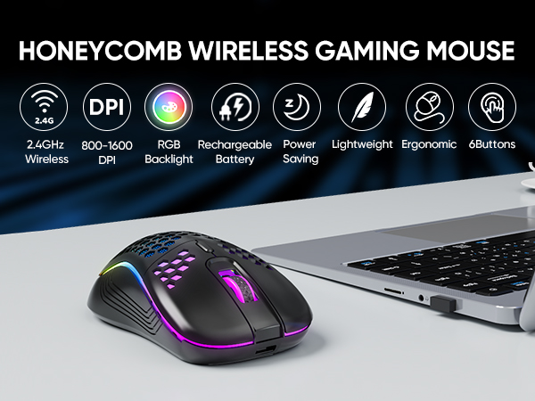 Wireless Gaming Mouse Honeycomb