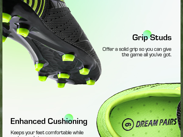 MMSC ♡ DREAM PAIRS Men's Soccer Cleats Lightweight Lace-Up Athletic