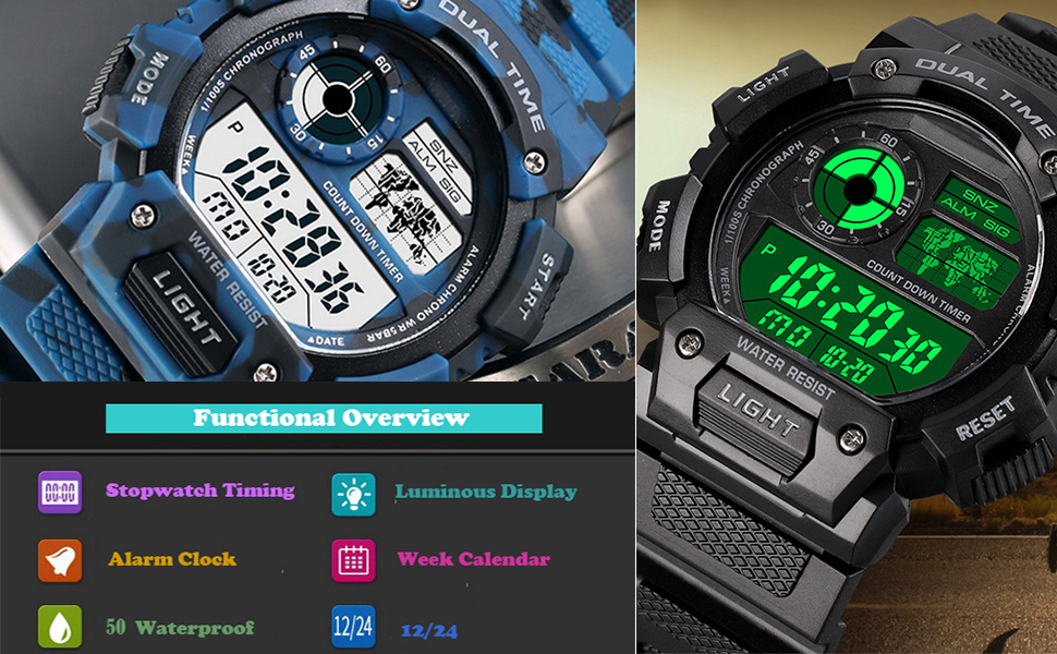 Herren Digital Quartz Uhr