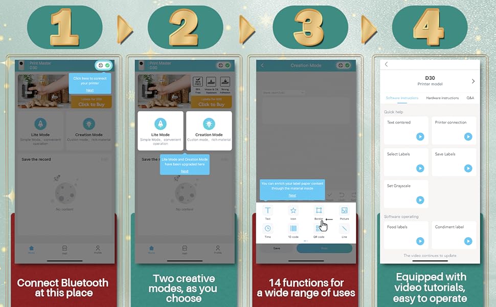 Memoking Label Maker D30 Mini Thermal Label Printer Portable Handheld