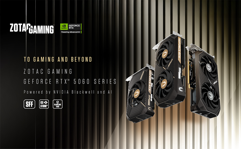 Placa gráfica ZOTAC GAMING GeForce RTX série 5060 GPU NVIDIA Blackwell Architecture e DLSS 4